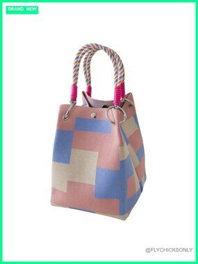 Mini Knit Bucket Handbag, Crochet Purse Travel Tote